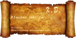 Klecker Dóra névjegykártya